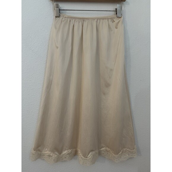 Greenco Maid Beige Half Slip M Vintage Women Lace Trim Hem Lingerie - Picture 2 of 5